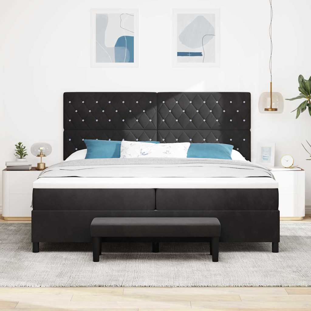 vidaXL Łóżko sprężynowe z materacem Czarny 200 x 200 cm Aksamit