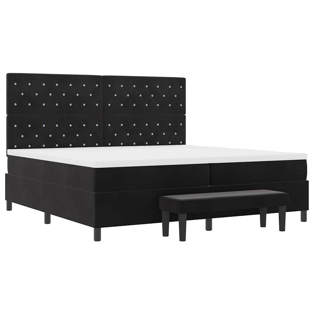 vidaXL Łóżko sprężynowe z materacem Czarny 200 x 200 cm Aksamit