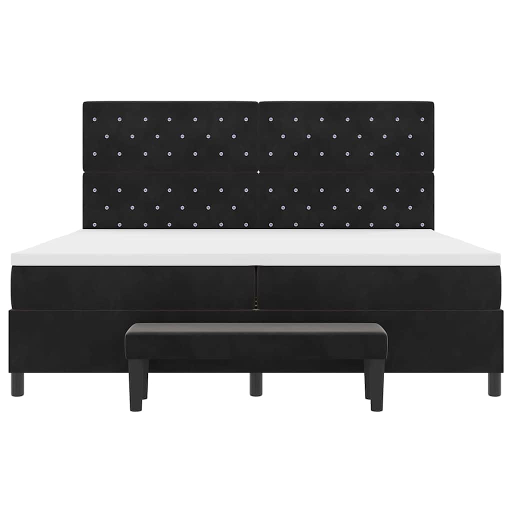 vidaXL Łóżko sprężynowe z materacem Czarny 200 x 200 cm Aksamit