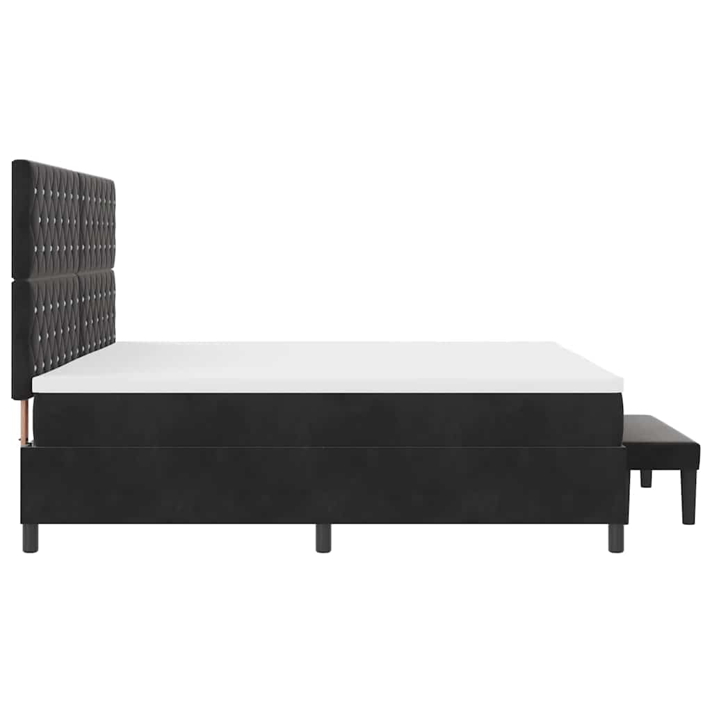 vidaXL Łóżko sprężynowe z materacem Czarny 200 x 200 cm Aksamit