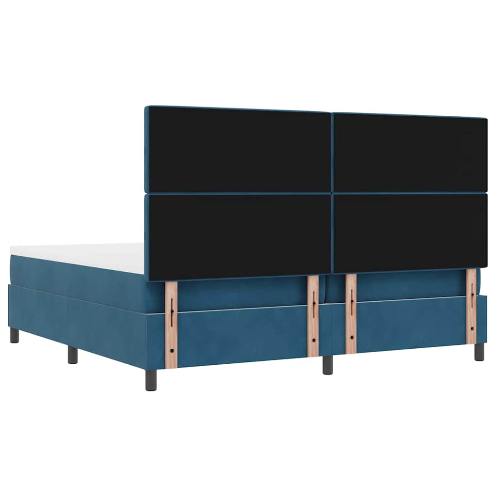 vidaXL Łóżko sprężynowe z materacem granatowy 200 x 200 cm Aksamit