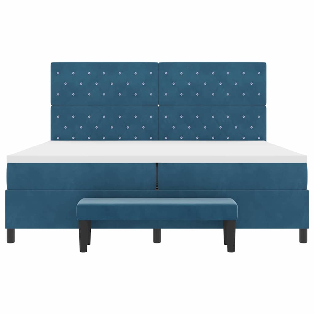 vidaXL Łóżko sprężynowe z materacem granatowy 200 x 200 cm Aksamit