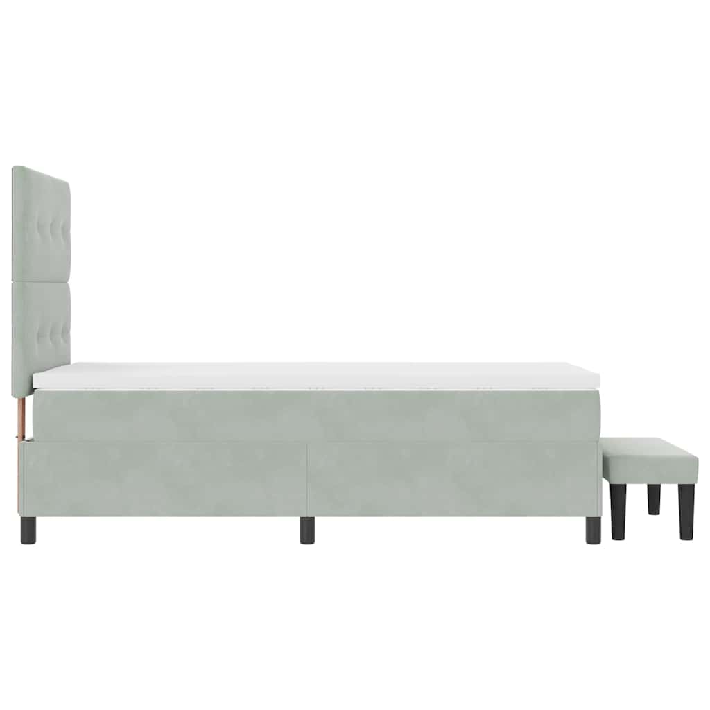 vidaXL Łóżko sprężynowe Z zagłówkiem Jasnoszary 200 x 80 cm Aksamit