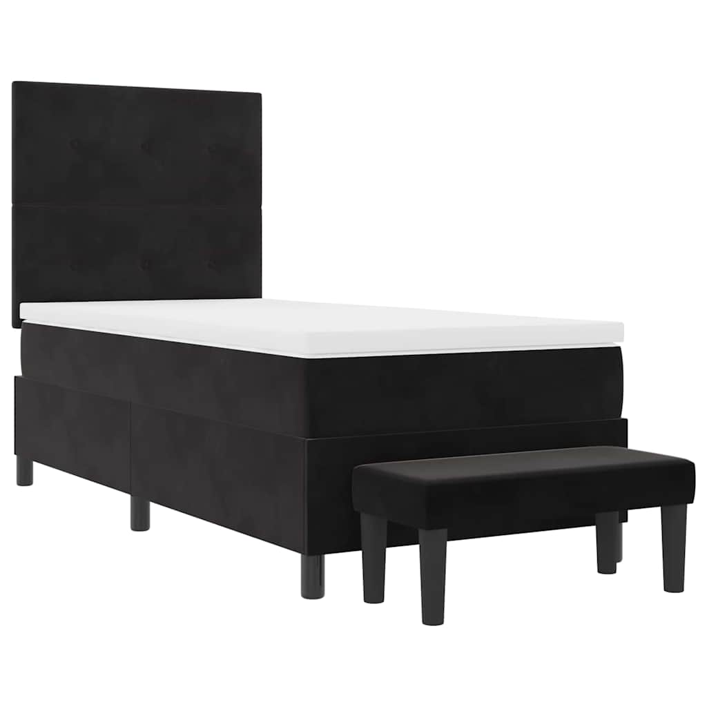 vidaXL Łóżko sprężynowe Z zagłówkiem Czarny 200 x 80 cm Aksamit