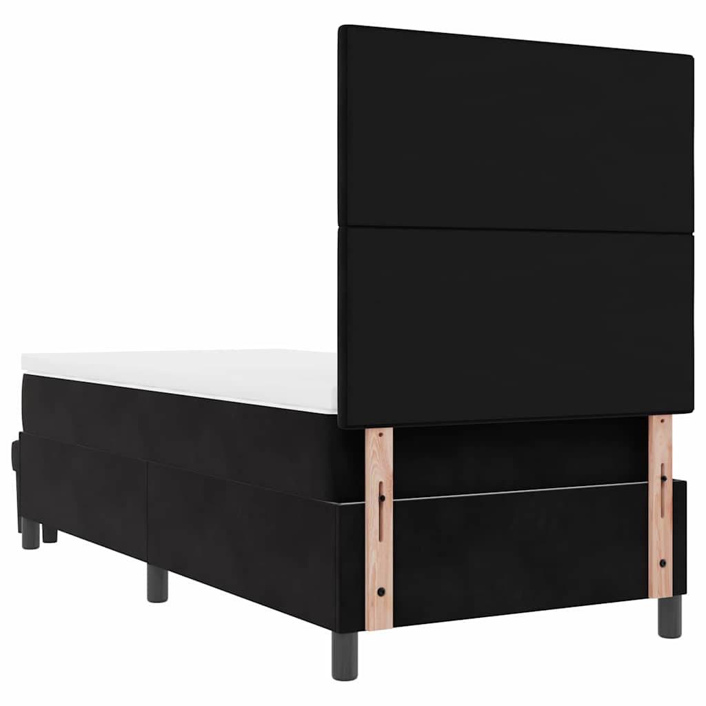 vidaXL Łóżko sprężynowe Z zagłówkiem Czarny 200 x 80 cm Aksamit