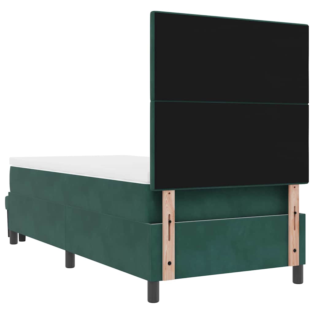 vidaXL Łóżko sprężynowe z poduszką Ciemnozielony 200 x 80 cm Aksamit