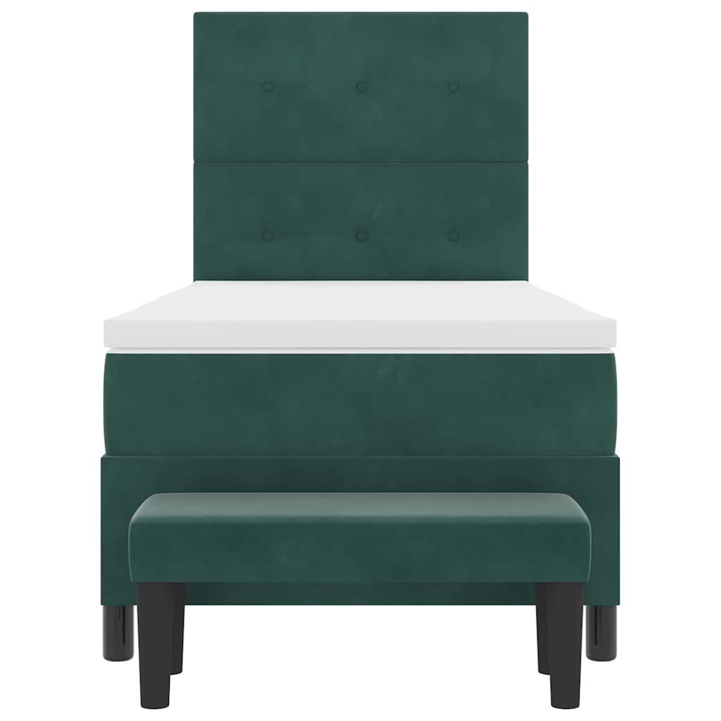 vidaXL Łóżko sprężynowe z poduszką Ciemnozielony 200 x 80 cm Aksamit