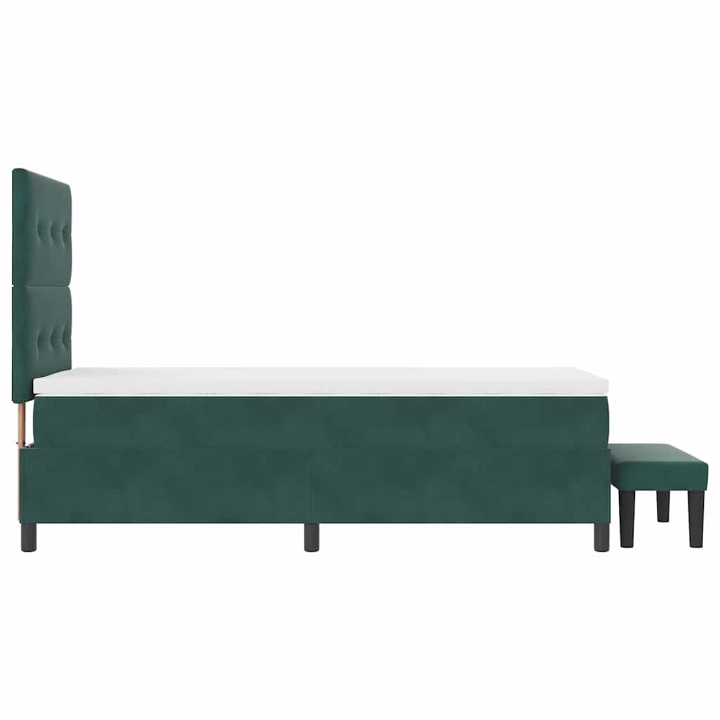 vidaXL Łóżko sprężynowe z poduszką Ciemnozielony 200 x 80 cm Aksamit