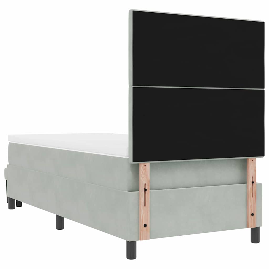 vidaXL Łóżko sprężynowe Z zagłówkiem Jasnoszary 200 x 100 cm Aksamit
