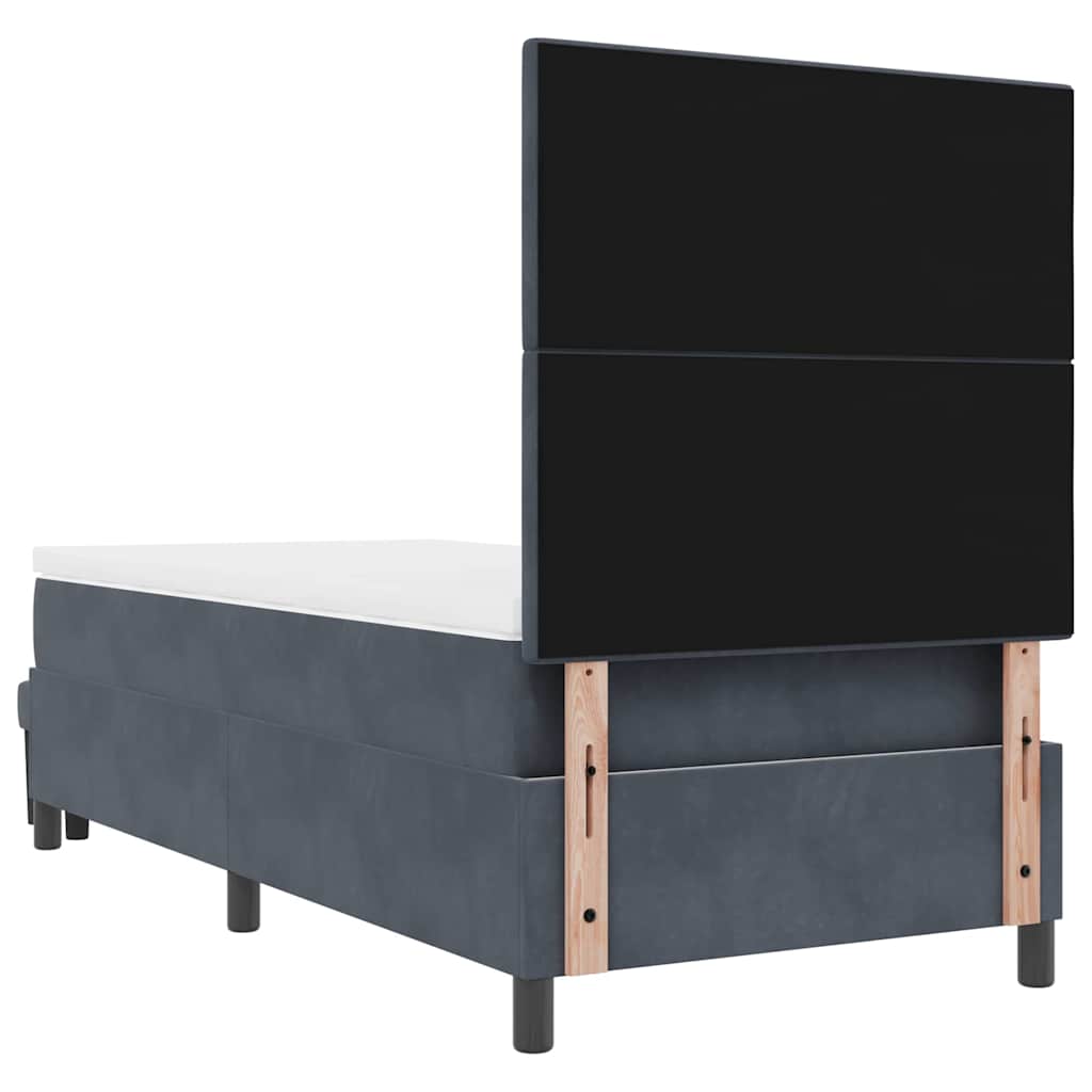vidaXL Łóżko sprężynowe Z zagłówkiem ciemno szary 100 x 200 cm Aksamit