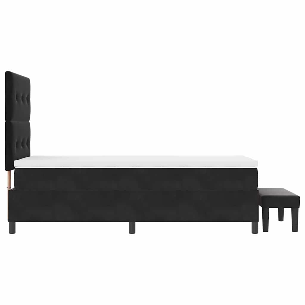 vidaXL Łóżko sprężynowe Z zagłówkiem Czarny 200 x 100 cm Aksamit