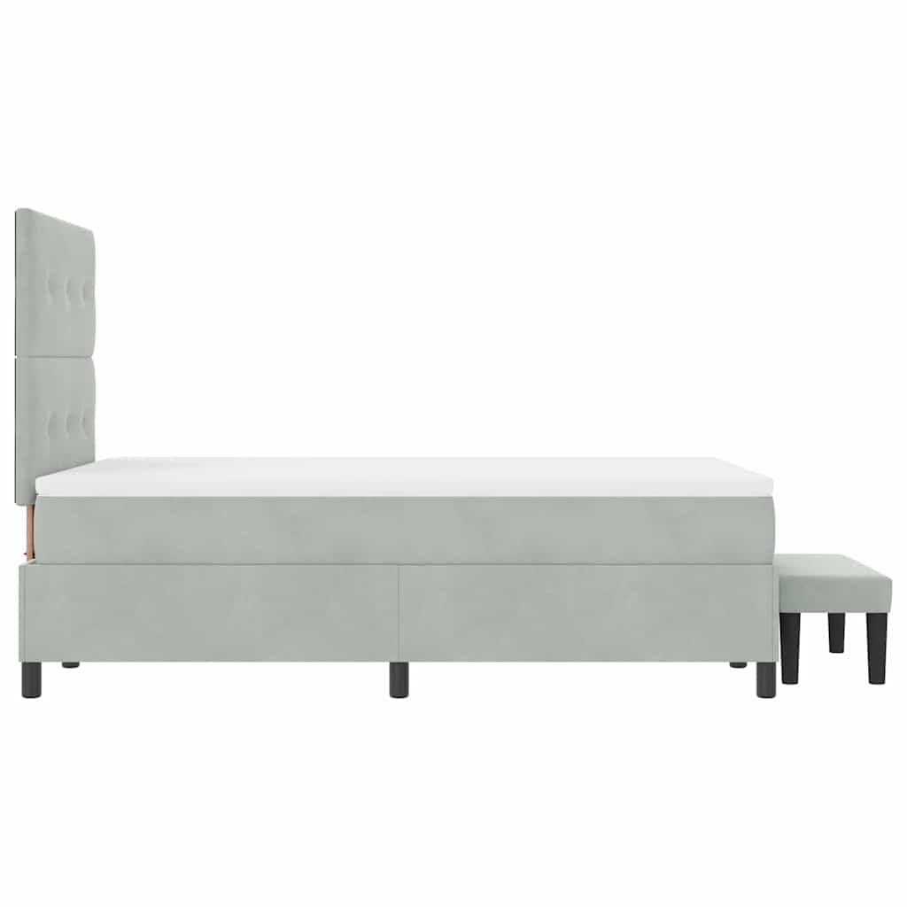 vidaXL Łóżko sprężynowe Z zagłówkiem Jasnoszary 200 x 120 cm Aksamit