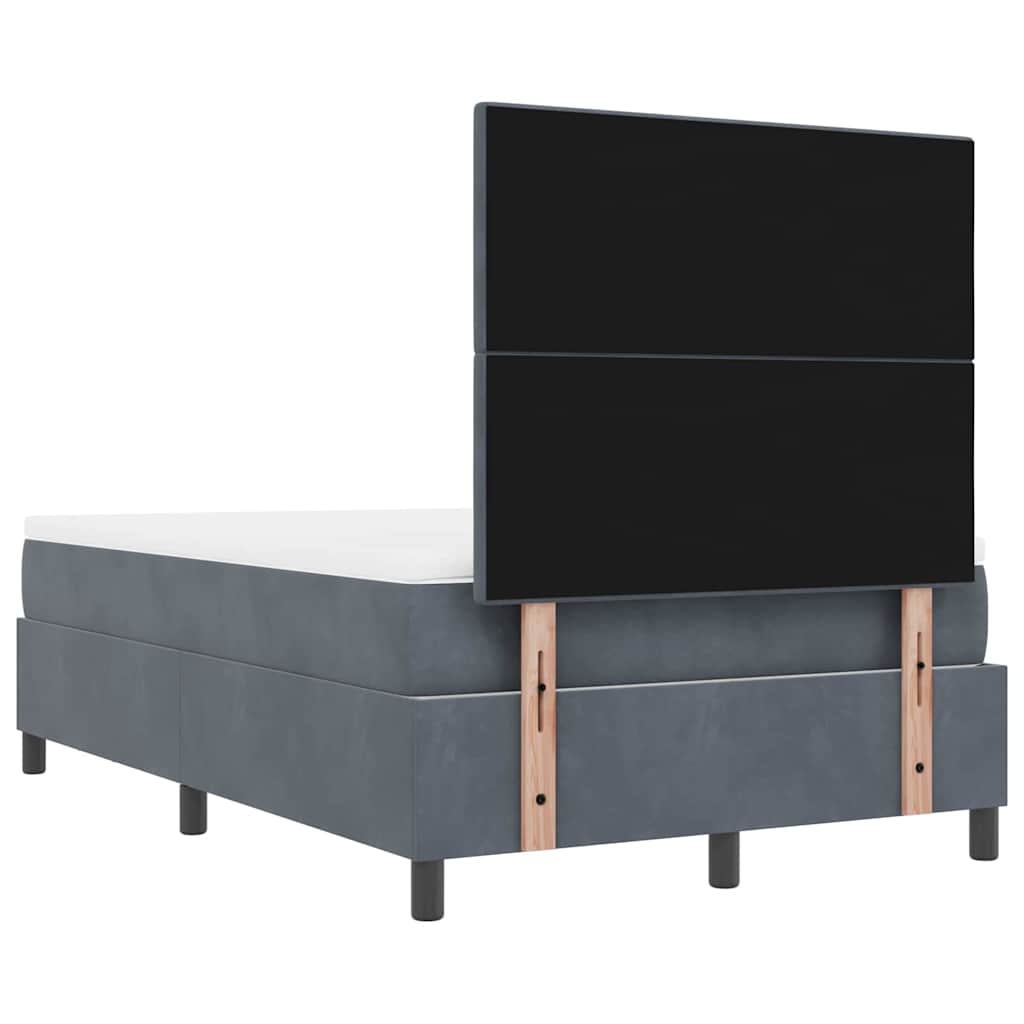 vidaXL Łóżko sprężynowe Z zagłówkiem ciemno szary 200 x 120 cm Aksamit