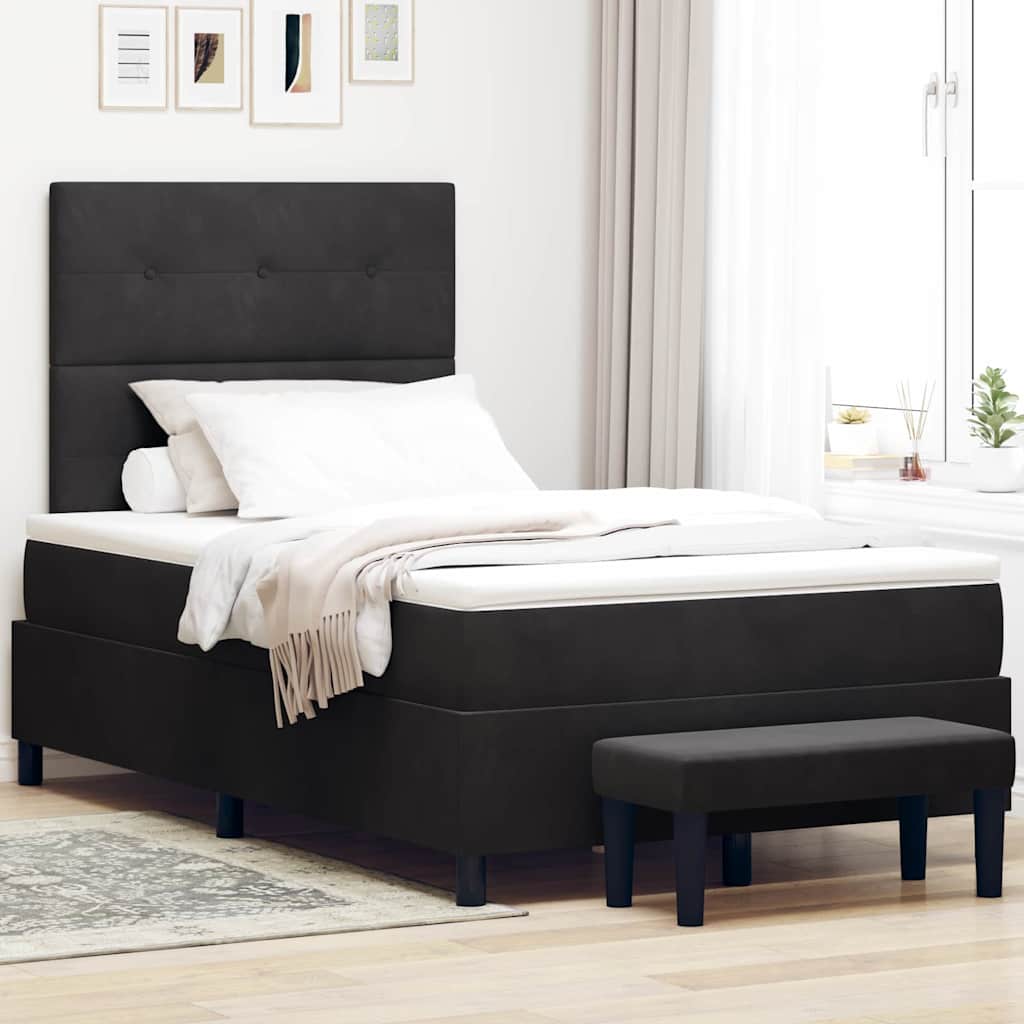 vidaXL Łóżko sprężynowe Z zagłówkiem Czarny 200 x 120 cm Aksamit