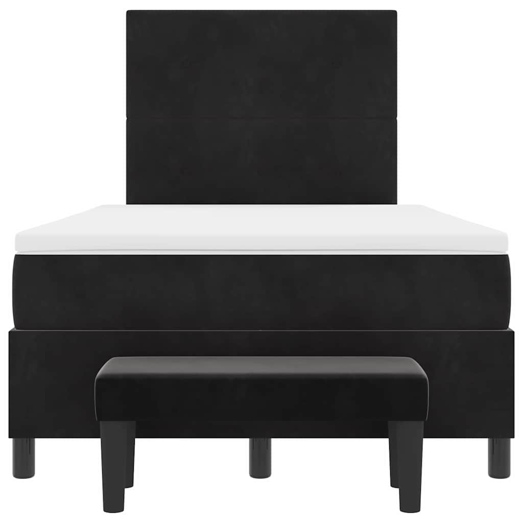 vidaXL Łóżko sprężynowe Z zagłówkiem Czarny 200 x 120 cm Aksamit