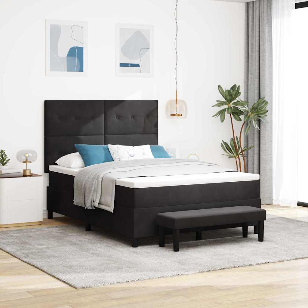 vidaXL Łóżko sprężynowe z poduszką Czarny 200 x 140 cm Aksamit