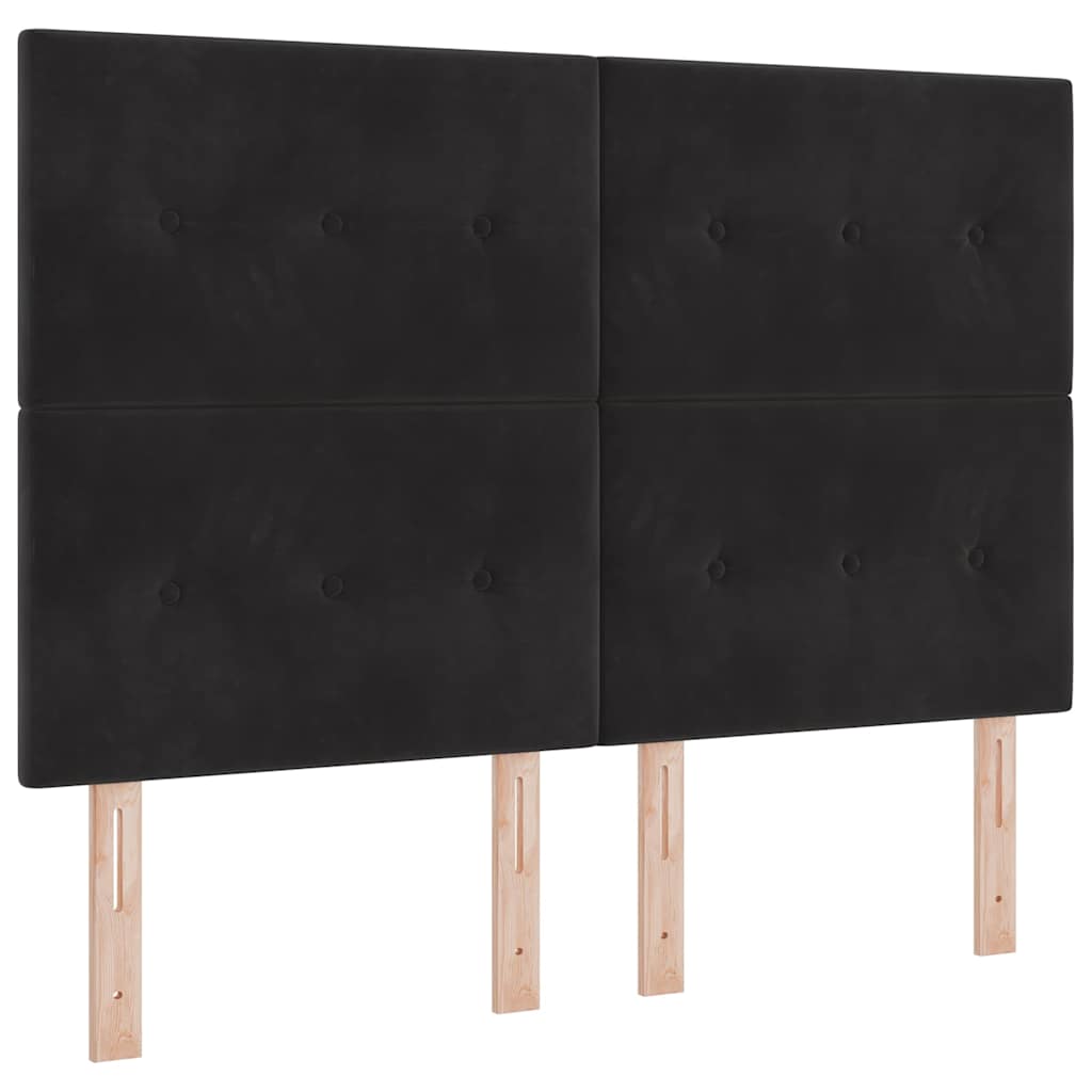 vidaXL Łóżko sprężynowe z poduszką Czarny 200 x 140 cm Aksamit