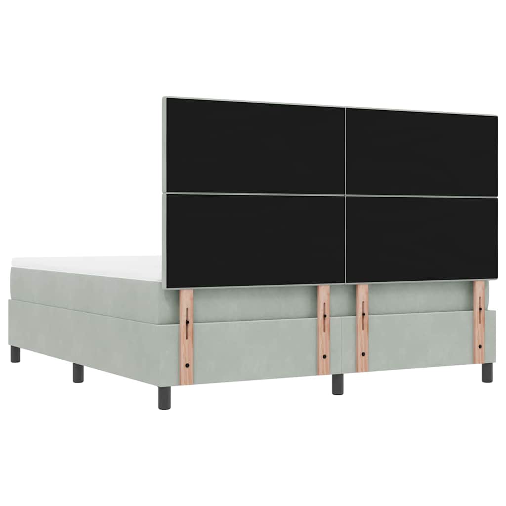 vidaXL Łóżko sprężynowe Z zagłówkiem Jasnoszary 200 x 180 cm Aksamit