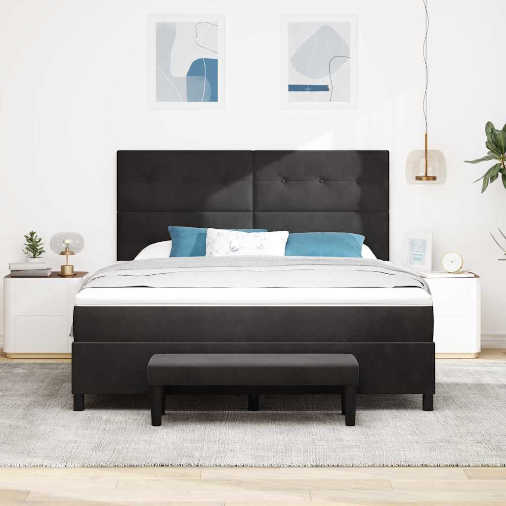 vidaXL Łóżko sprężynowe Z zagłówkiem Czarny 200 x 180 cm Aksamit