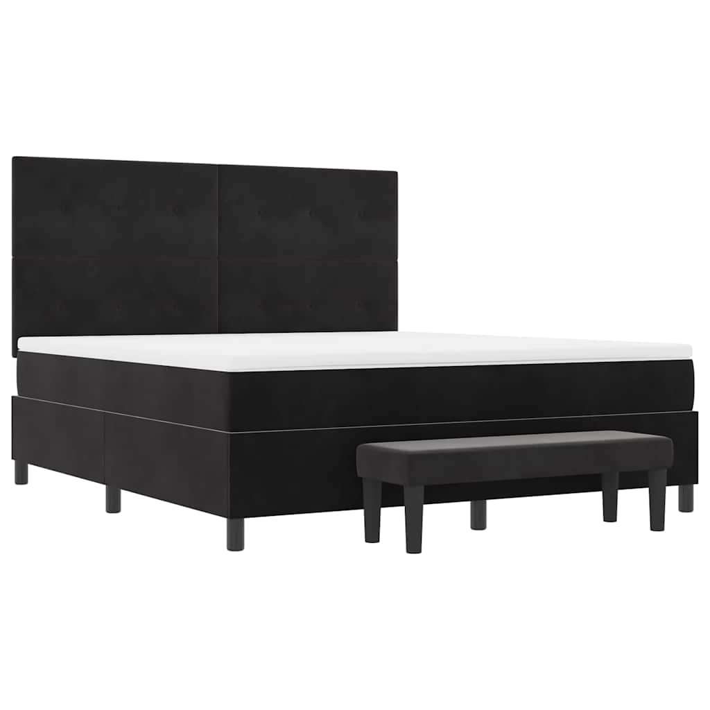 vidaXL Łóżko sprężynowe Z zagłówkiem Czarny 200 x 180 cm Aksamit