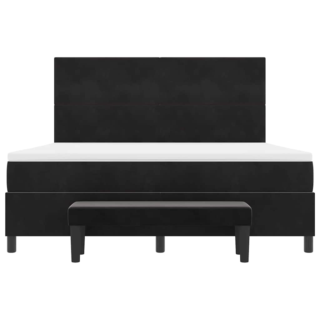vidaXL Łóżko sprężynowe Z zagłówkiem Czarny 200 x 180 cm Aksamit
