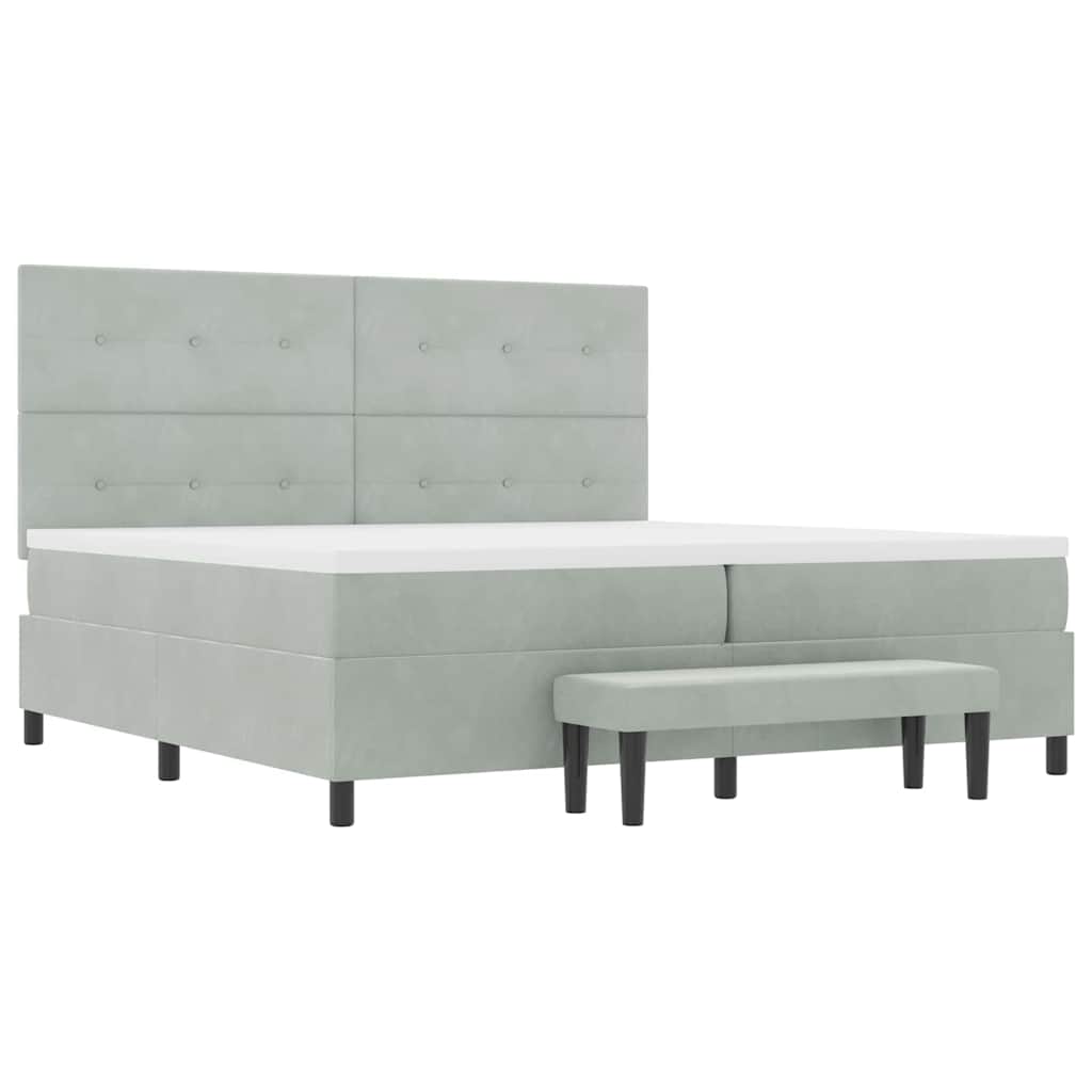 vidaXL Łóżko sprężynowe z materacem Jasnoszary 200 x 200 cm Aksamit