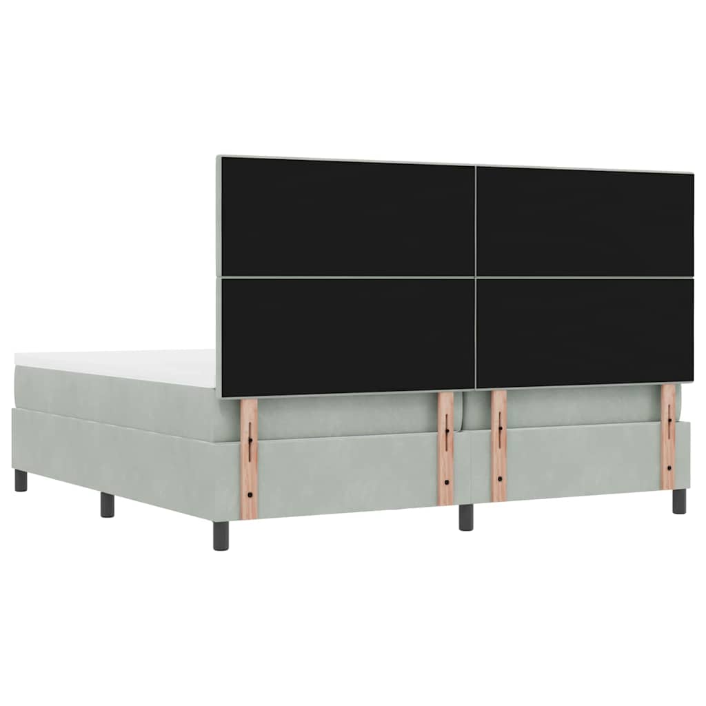 vidaXL Łóżko sprężynowe z materacem Jasnoszary 200 x 200 cm Aksamit
