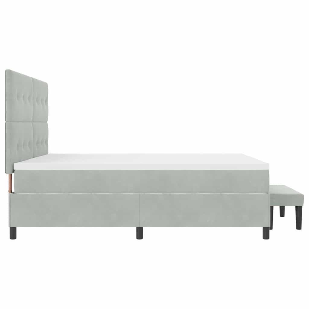 vidaXL Łóżko sprężynowe z materacem Jasnoszary 200 x 200 cm Aksamit