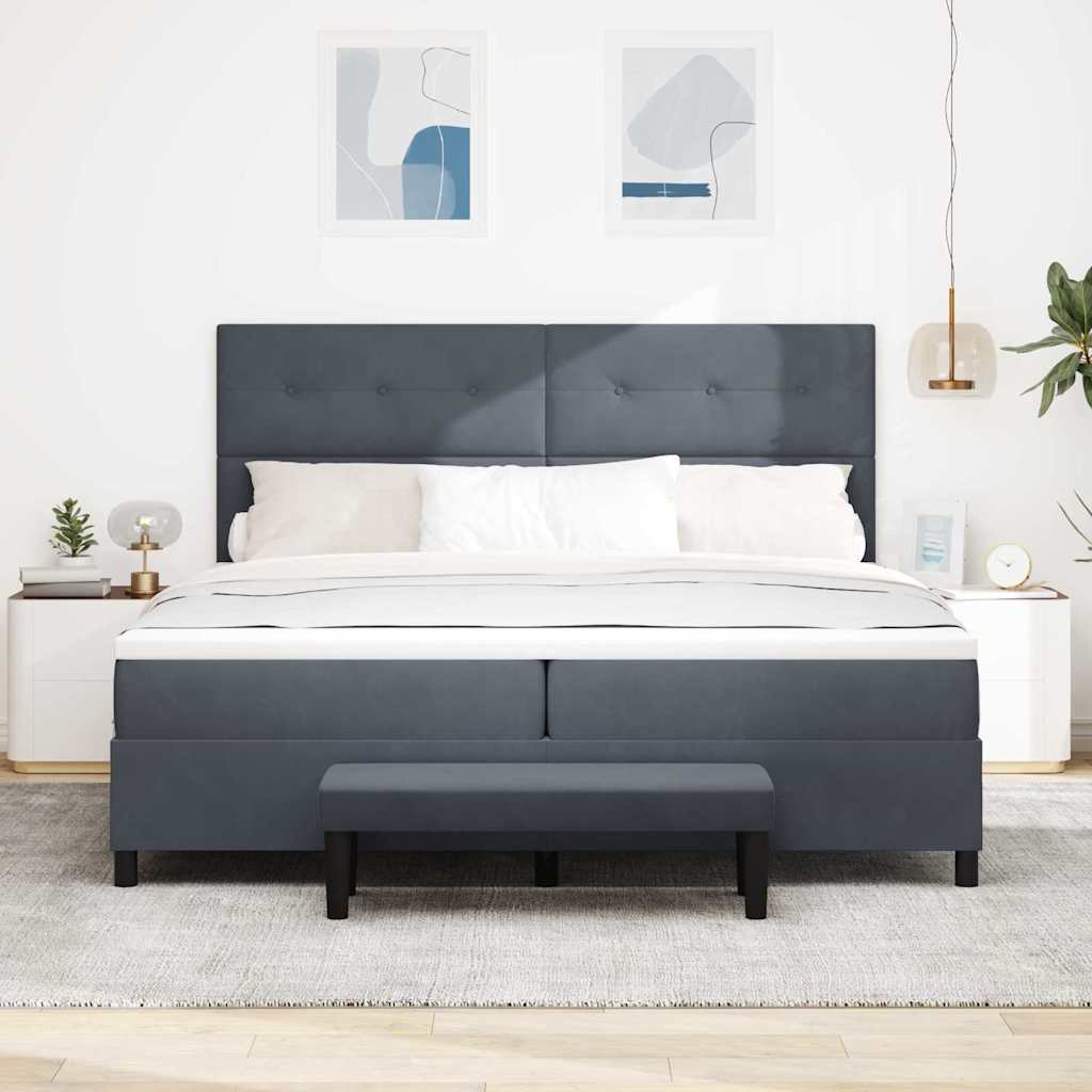 vidaXL Łóżko sprężynowe z materacem ciemno szary 200 x 200 cm Aksamit