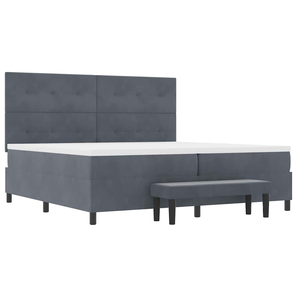 vidaXL Łóżko sprężynowe z materacem ciemno szary 200 x 200 cm Aksamit