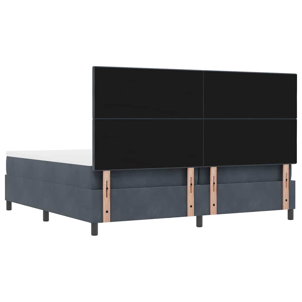 vidaXL Łóżko sprężynowe z materacem ciemno szary 200 x 200 cm Aksamit