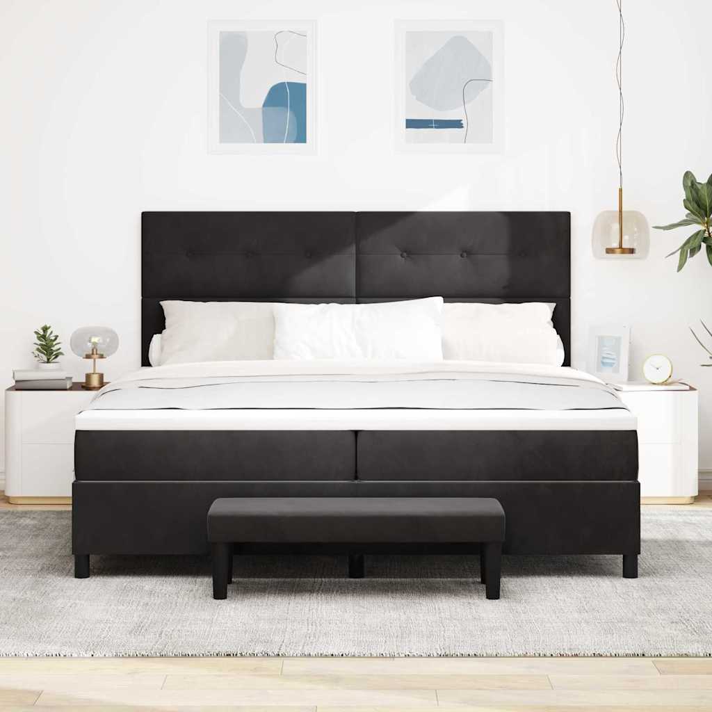 vidaXL Łóżko sprężynowe Z zagłówkiem Czarny 200 x 200 cm Aksamit