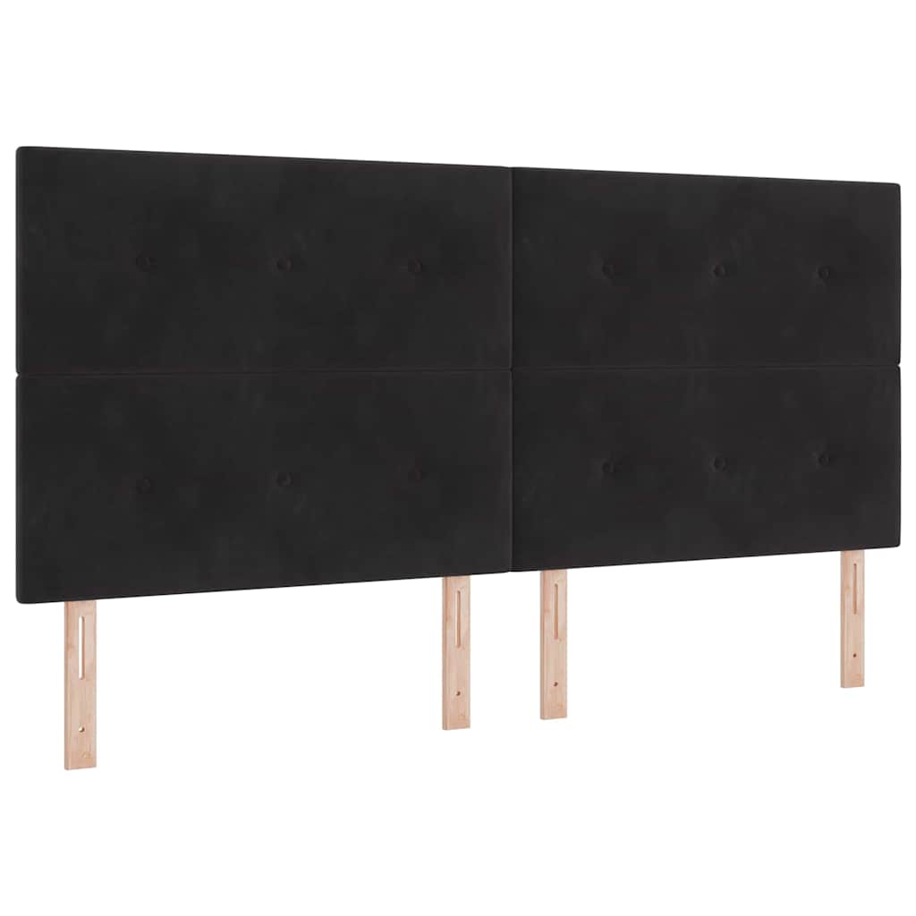 vidaXL Łóżko sprężynowe Z zagłówkiem Czarny 200 x 200 cm Aksamit