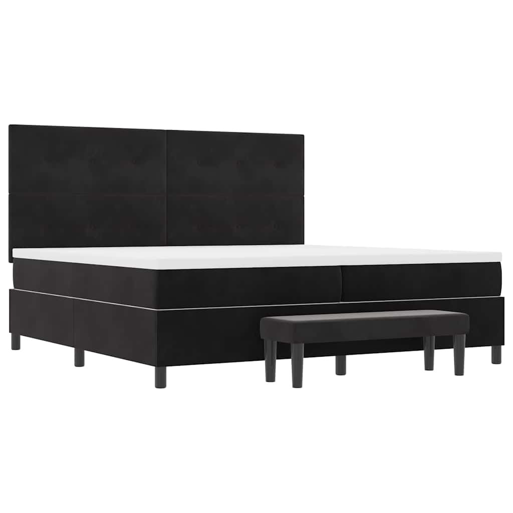vidaXL Łóżko sprężynowe Z zagłówkiem Czarny 200 x 200 cm Aksamit