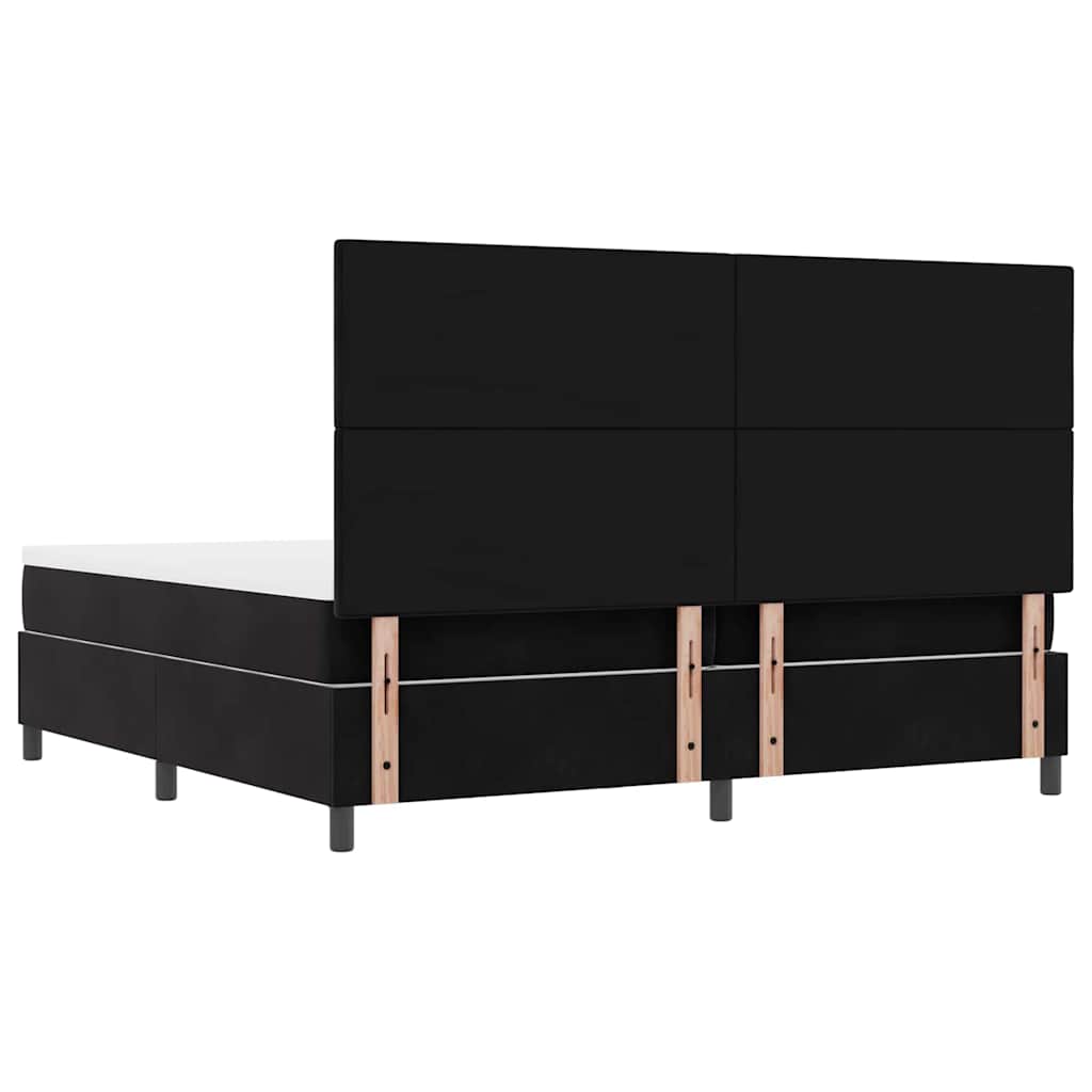 vidaXL Łóżko sprężynowe Z zagłówkiem Czarny 200 x 200 cm Aksamit