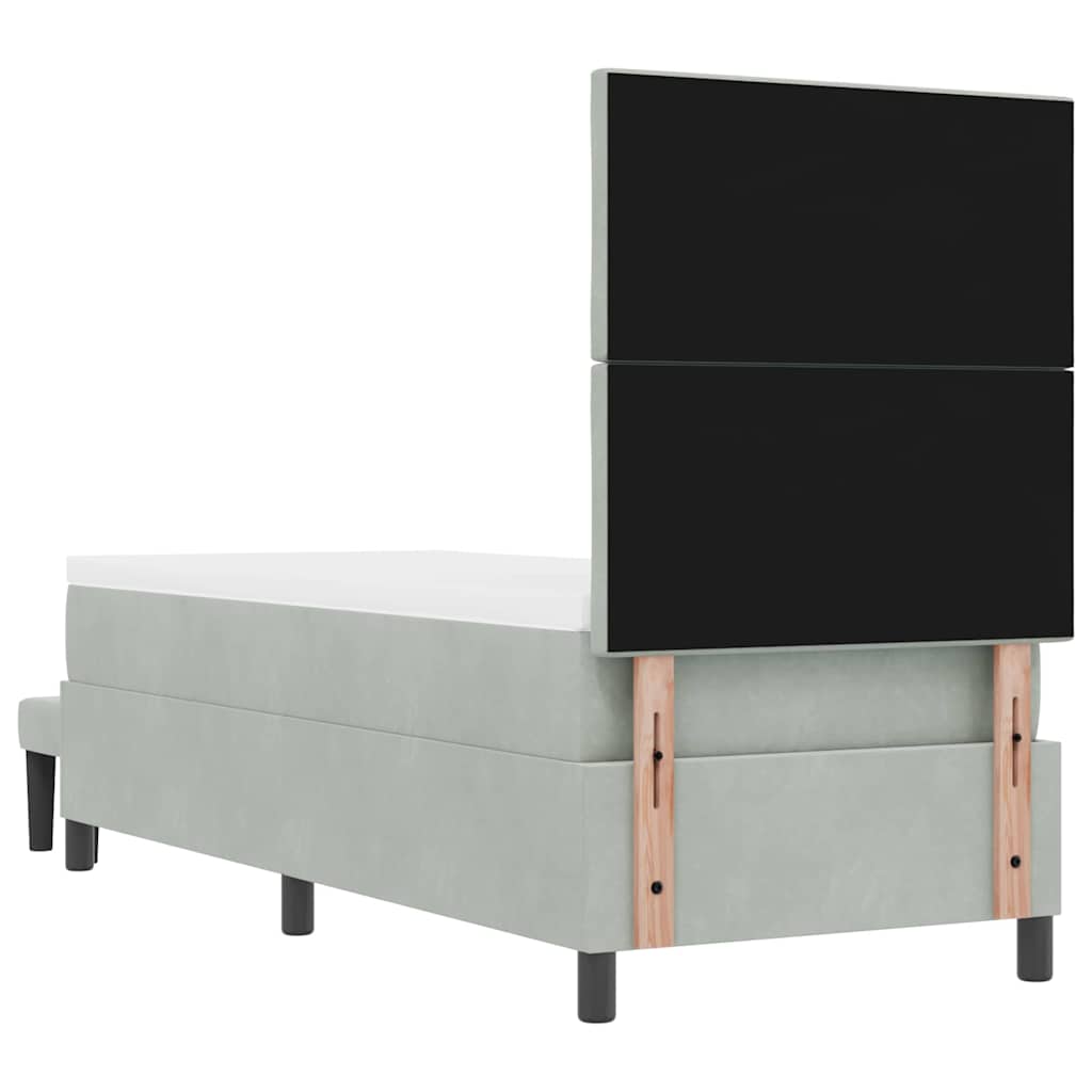 vidaXL Łóżko sprężynowe Z zagłówkiem Jasnoszary 200 x 80 cm Aksamit