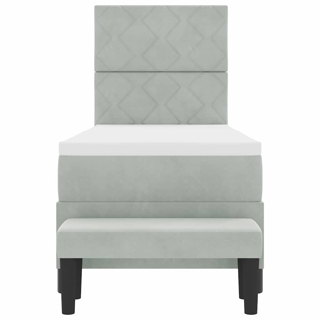 vidaXL Łóżko sprężynowe Z zagłówkiem Jasnoszary 200 x 80 cm Aksamit