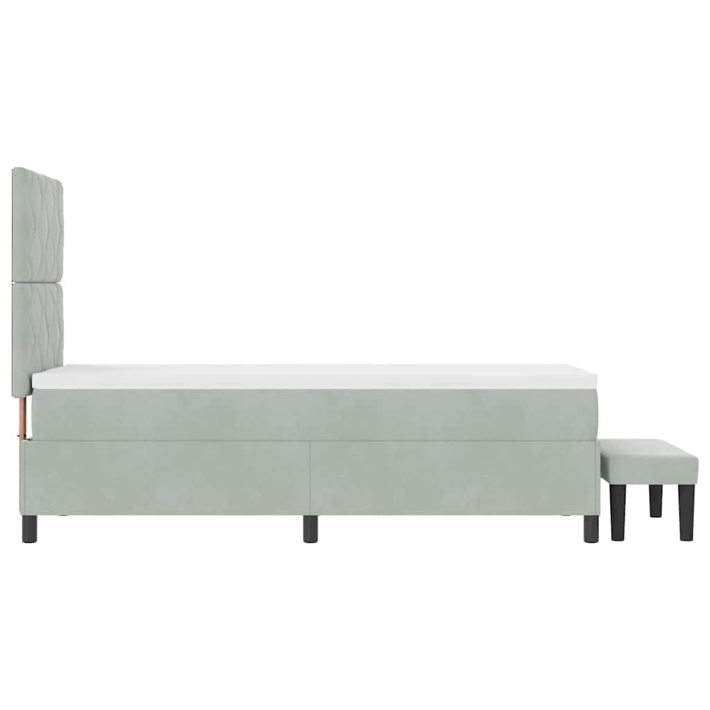 vidaXL Łóżko sprężynowe Z zagłówkiem Jasnoszary 200 x 80 cm Aksamit