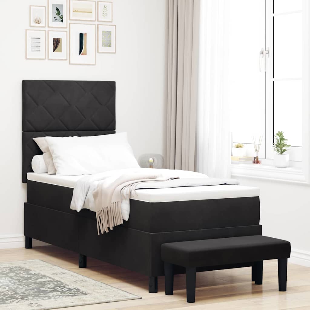 vidaXL Łóżko sprężynowe Z zagłówkiem Czarny 200 x 80 cm Aksamit