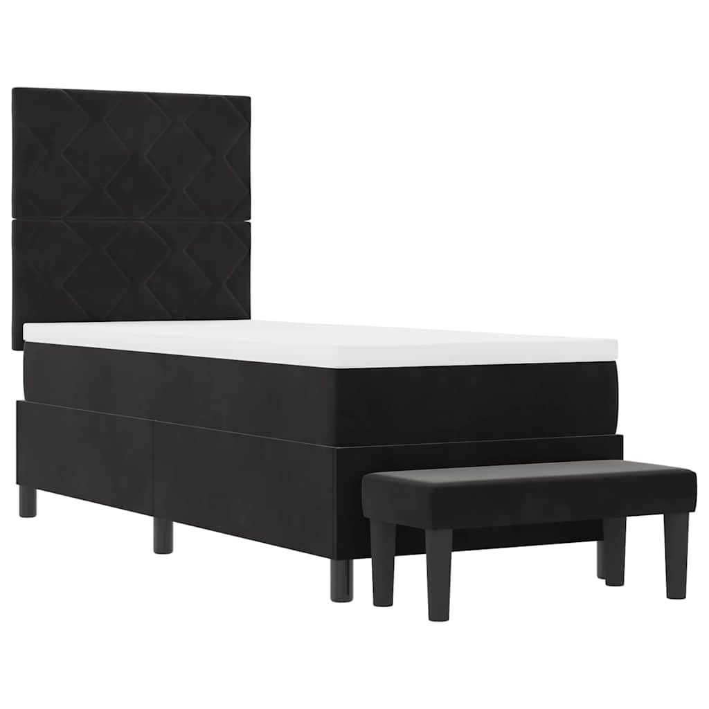 vidaXL Łóżko sprężynowe Z zagłówkiem Czarny 200 x 80 cm Aksamit