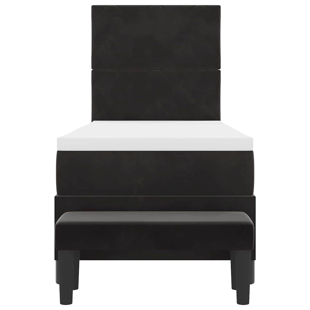 vidaXL Łóżko sprężynowe Z zagłówkiem Czarny 200 x 80 cm Aksamit