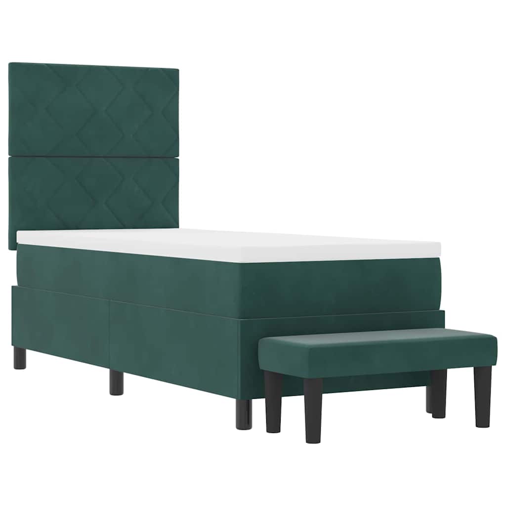 vidaXL Łóżko sprężynowe Z zagłówkiem Ciemnozielony 200 x 80 cm Aksamit