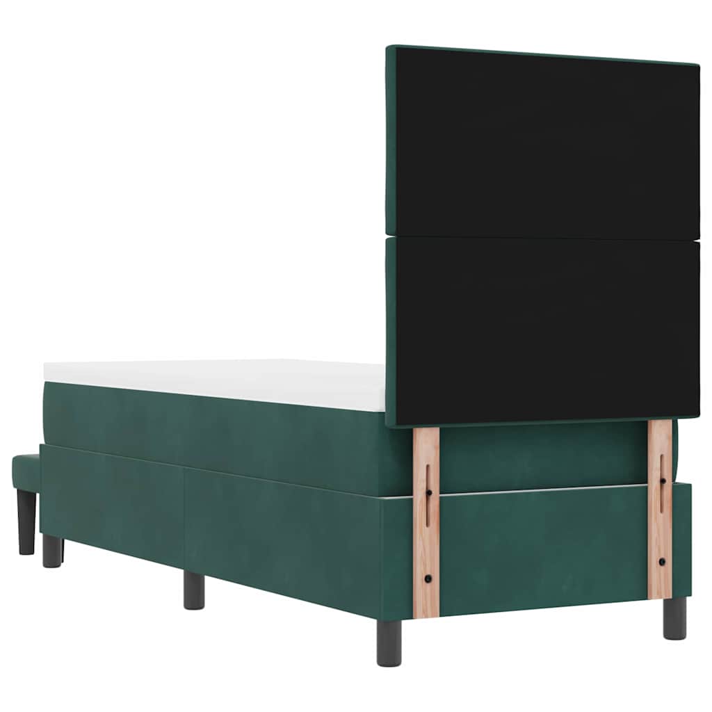 vidaXL Łóżko sprężynowe Z zagłówkiem Ciemnozielony 200 x 80 cm Aksamit