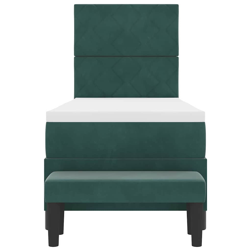 vidaXL Łóżko sprężynowe Z zagłówkiem Ciemnozielony 200 x 80 cm Aksamit