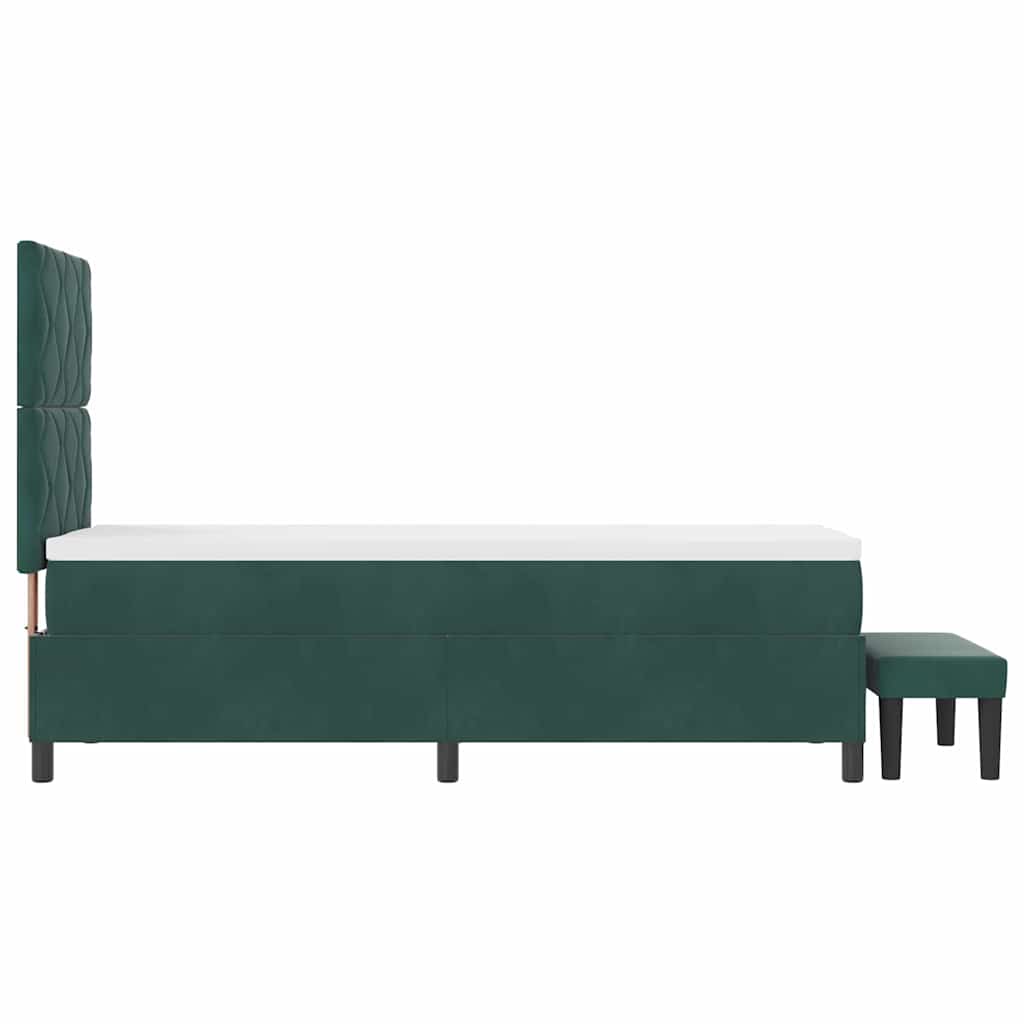vidaXL Łóżko sprężynowe Z zagłówkiem Ciemnozielony 200 x 80 cm Aksamit