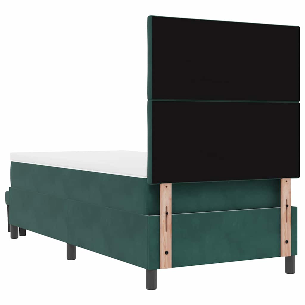 vidaXL Łóżko sprężynowe Z zagłówkiem Ciemna zieleń 190 x 90 cm Aksamit