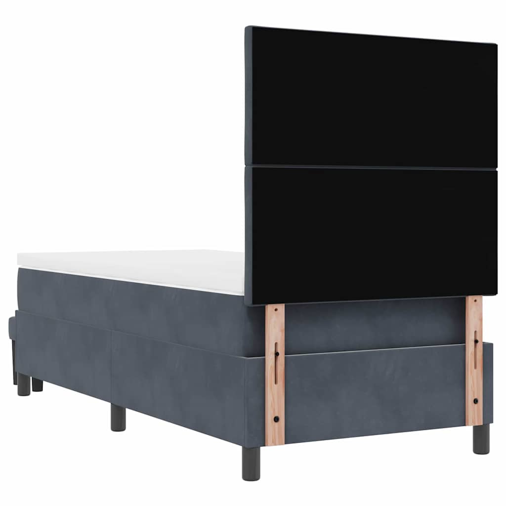 vidaXL Łóżko sprężynowe Z zagłówkiem ciemno szary 200 x 90 cm Aksamit