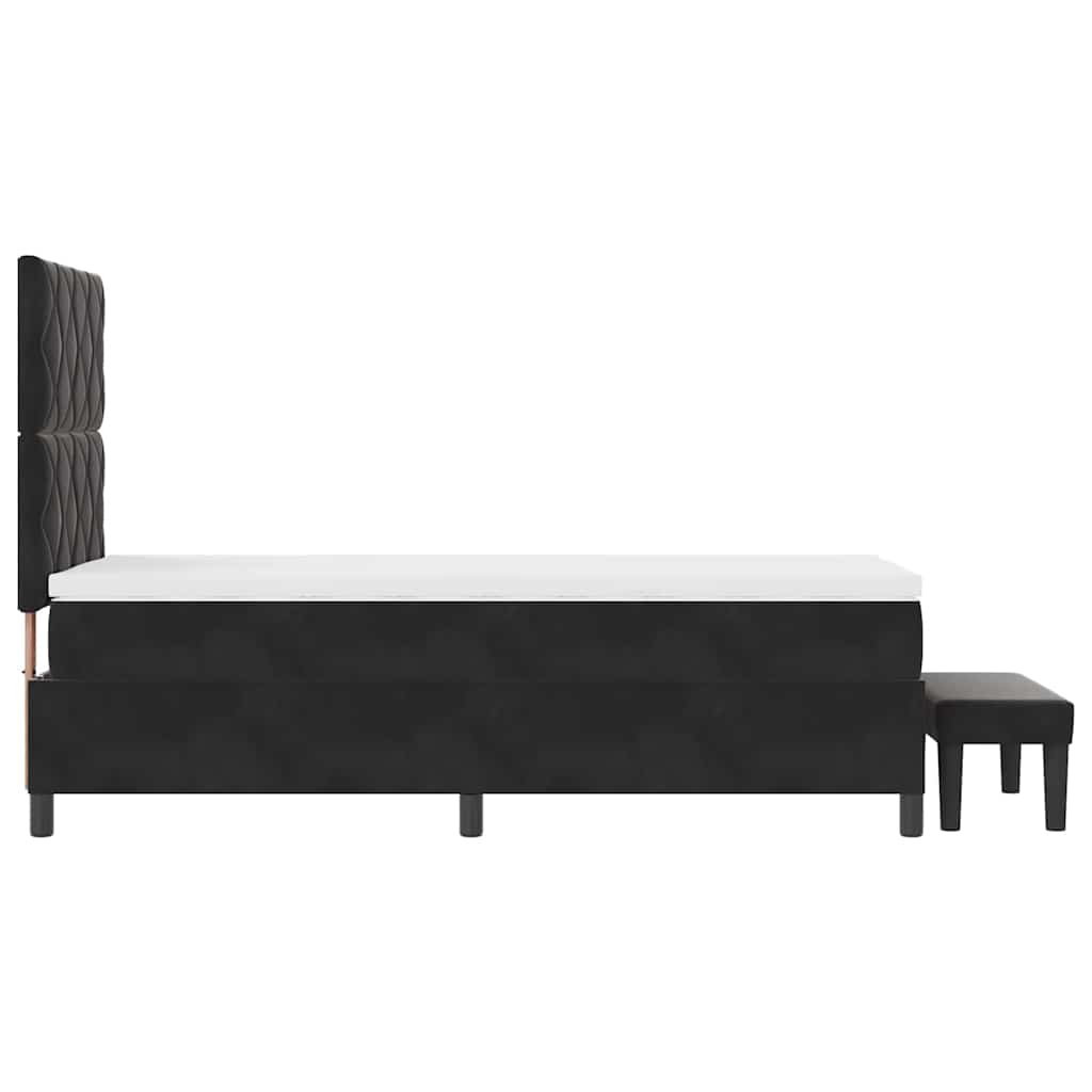 vidaXL Łóżko sprężynowe Z zagłówkiem Czarny 200 x 90 cm Aksamit