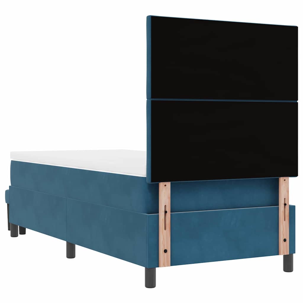 vidaXL Łóżko sprężynowe Z zagłówkiem granatowy 200 x 90 cm Aksamit