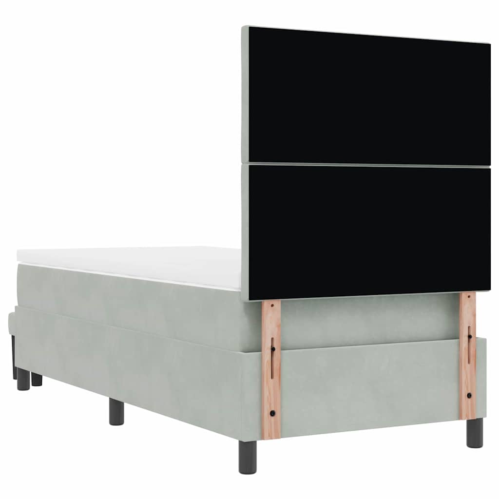 vidaXL Łóżko sprężynowe Z zagłówkiem Jasnoszary 200 x 100 cm Aksamit